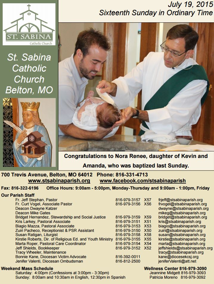 Bulletin 2015 St. Sabina Parish