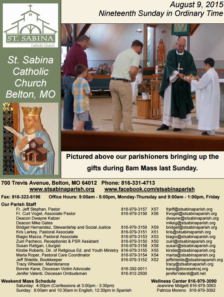 Bulletin 2015 St. Sabina Parish
