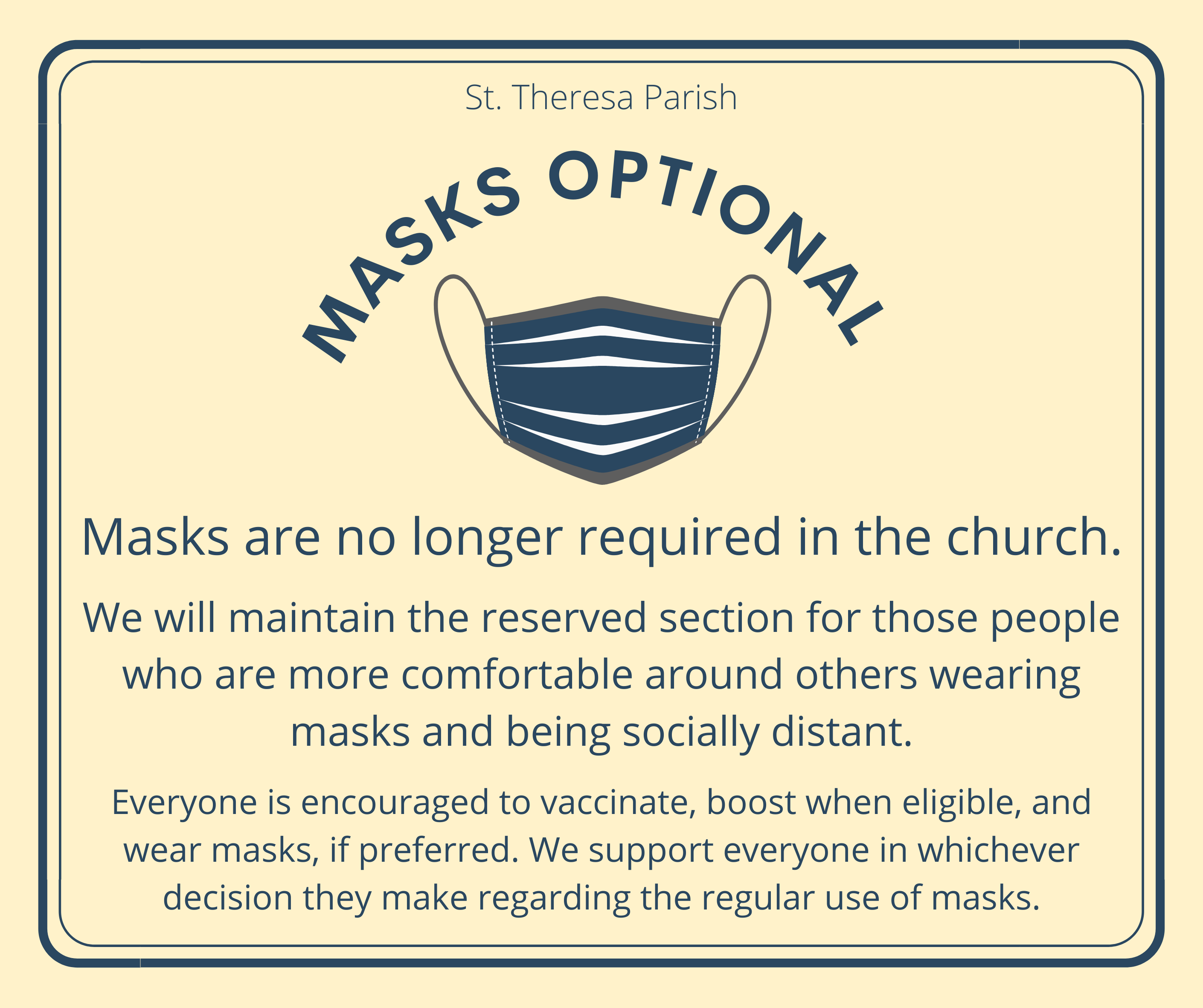 masksoptional St. Theresa Parish