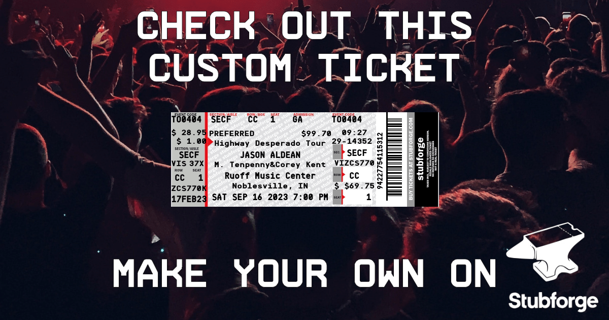 Jason Aldean Highway Desperado Tour 👉 A custom designed replica ticket