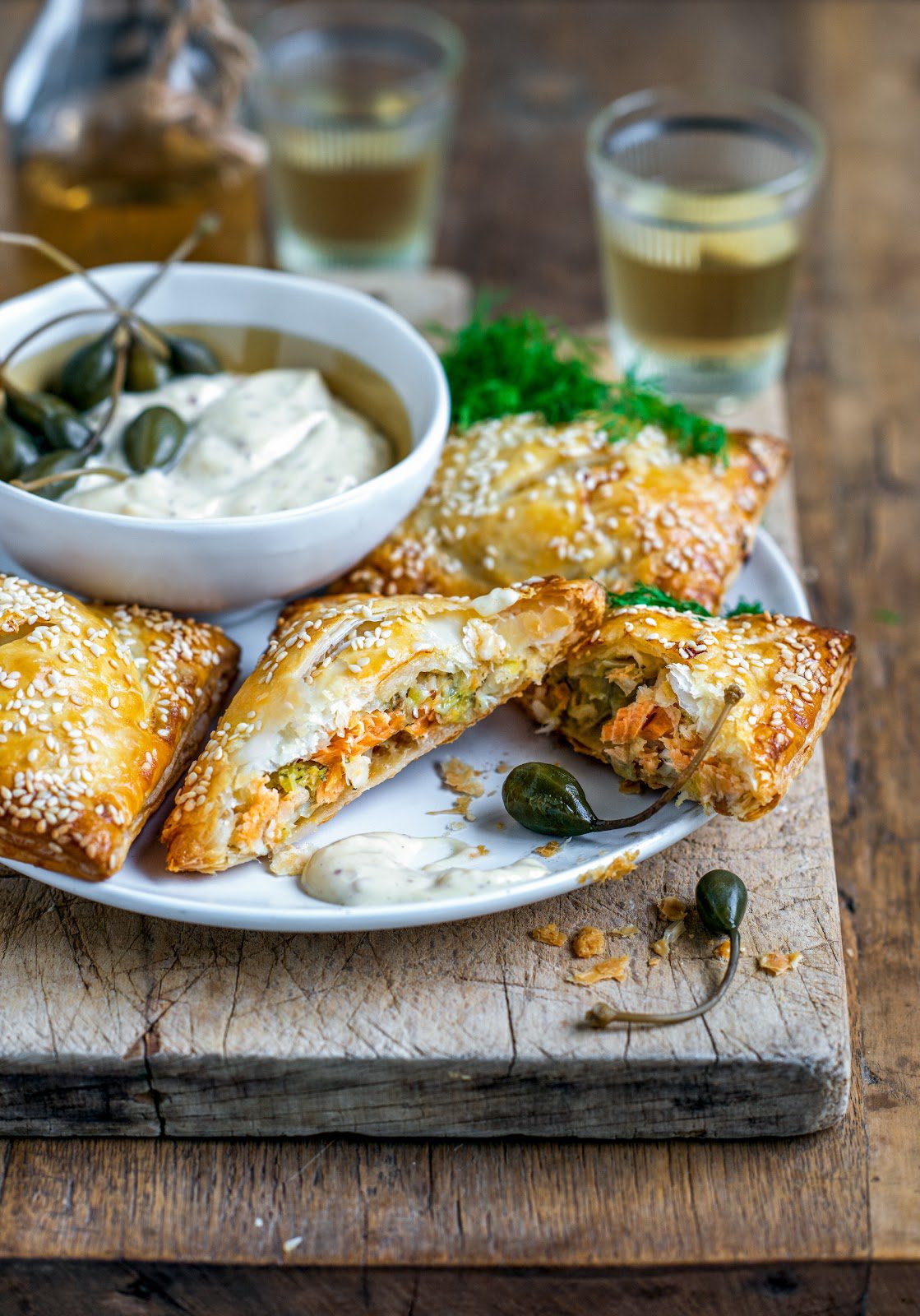 hot smoked salmon & leek pies with aioli Stuck in the kitchen