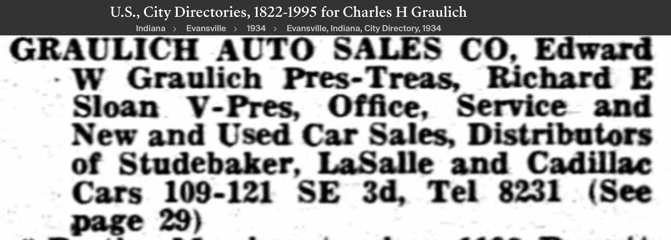 Studebaker Dealers Graulich Auto Sales Evansville IN 1934
