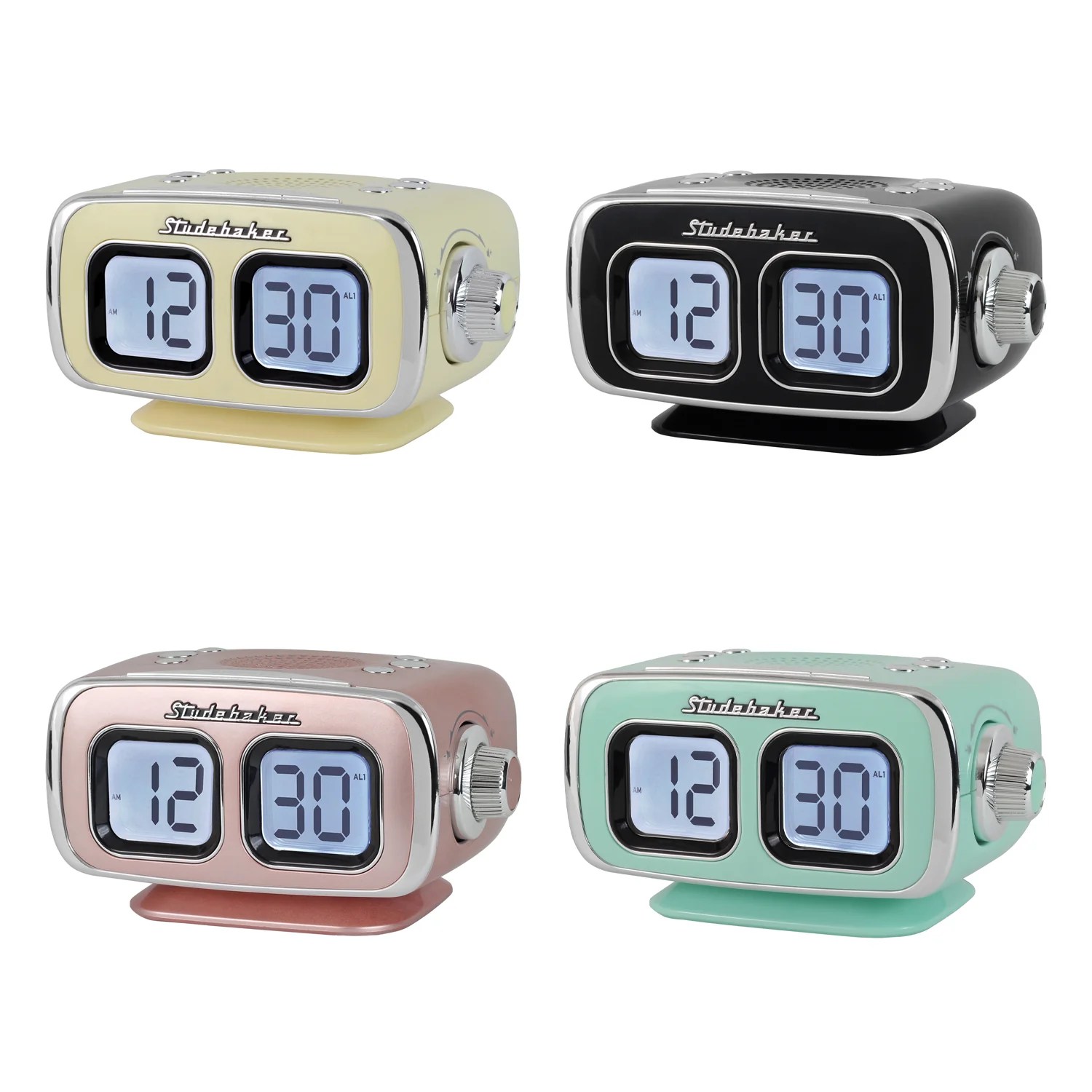 Roommate Large Display LCD AM/FM Retro Clock Radio with Bluetooth SB