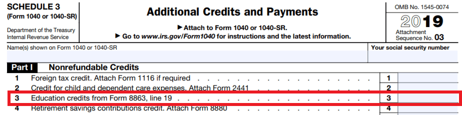 Form 1040 Schedule 3 2022 What Were Your Total Education Credits? | Federal Student Aid