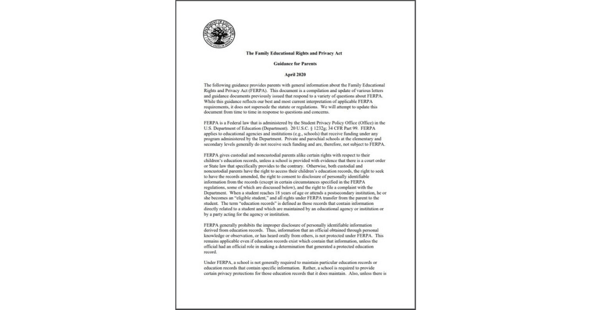 The Family Educational Rights and Privacy Act Guidance for Parents