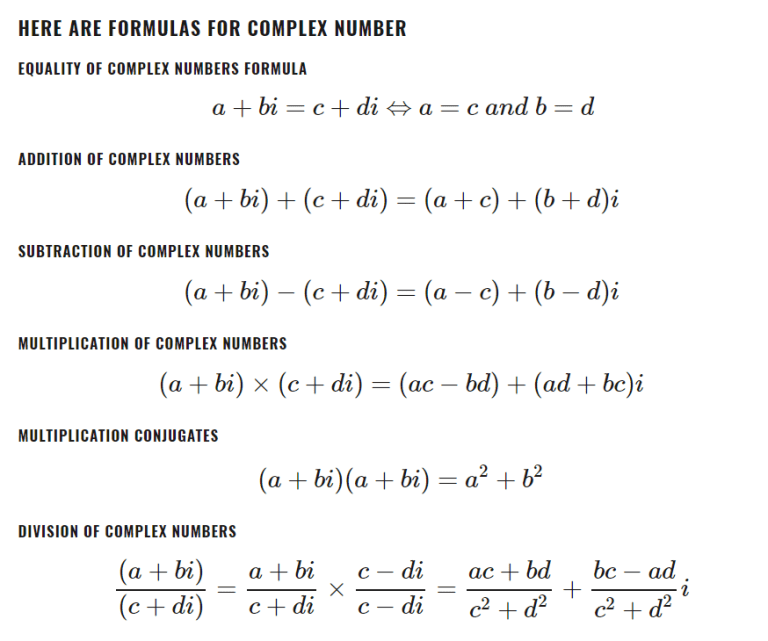 COMPLEX NUMBER FORMULA Studies Cafe