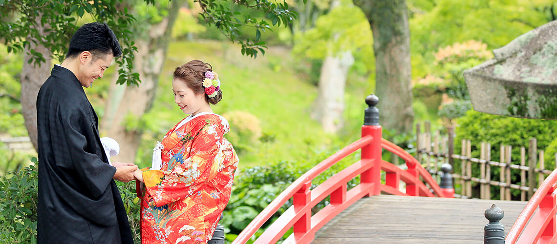 【広島】縮景園和装前撮りプラン フォトウェディング・前撮り・結婚写真のスタジオフィール