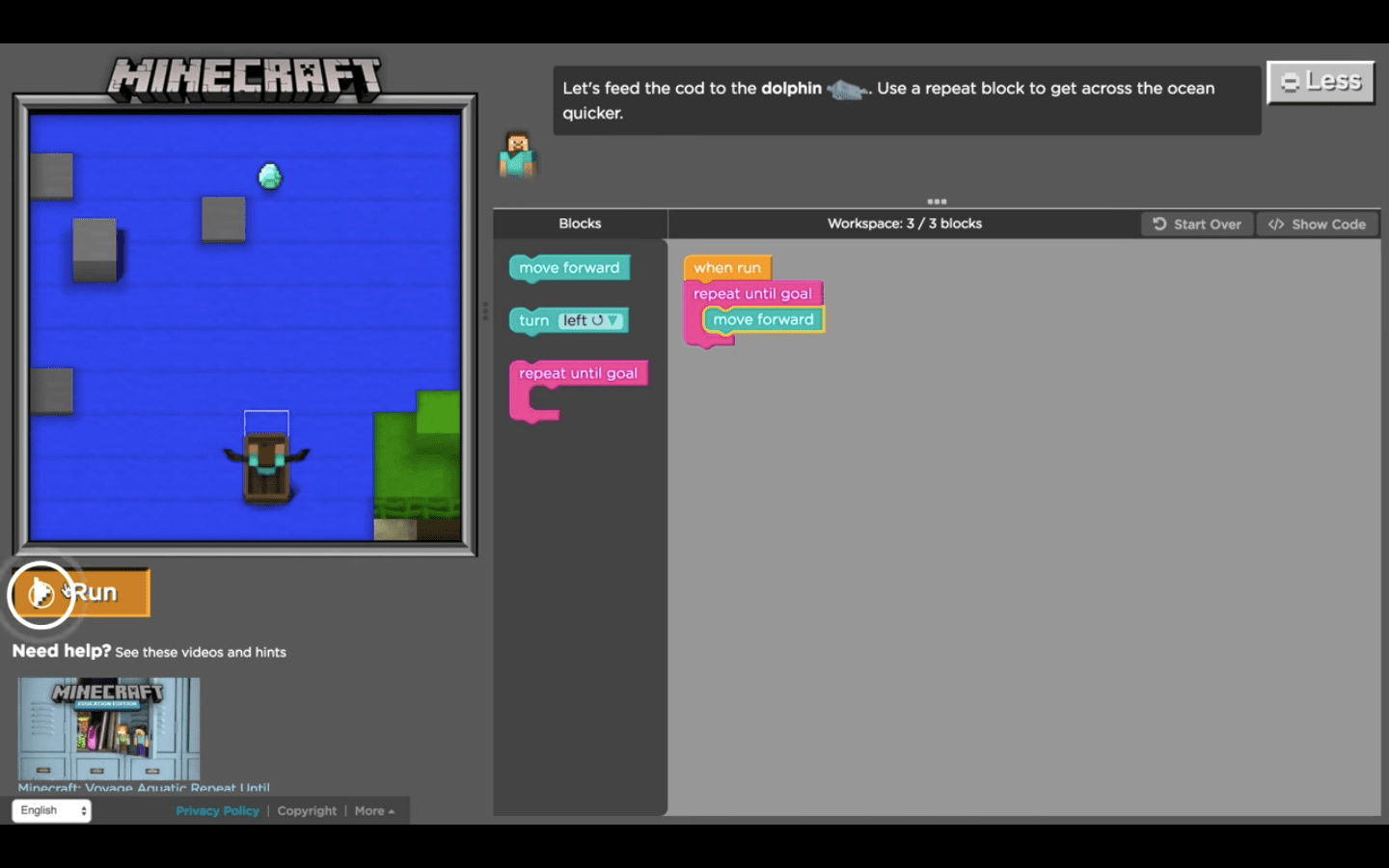 Code Org Minecraft Voyage Aquatic 4