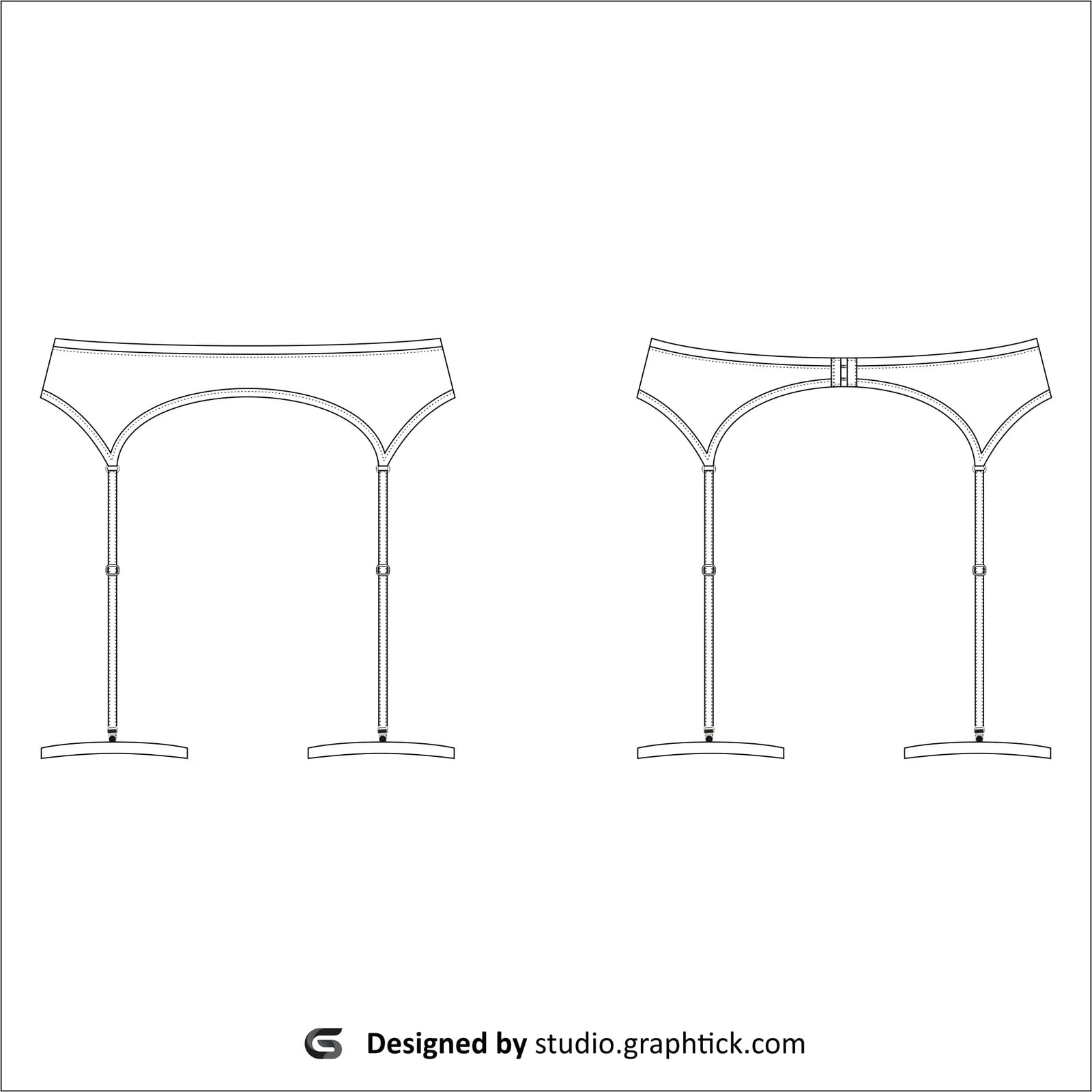 Garter belt vector template GraphtickStudio