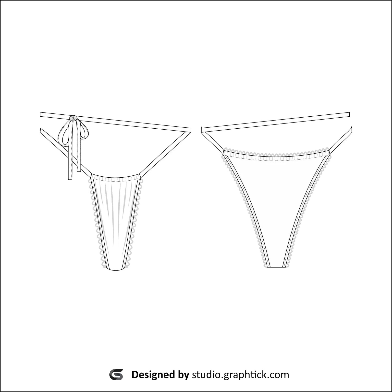 Laced bikini bottoms vector template GraphtickStudio