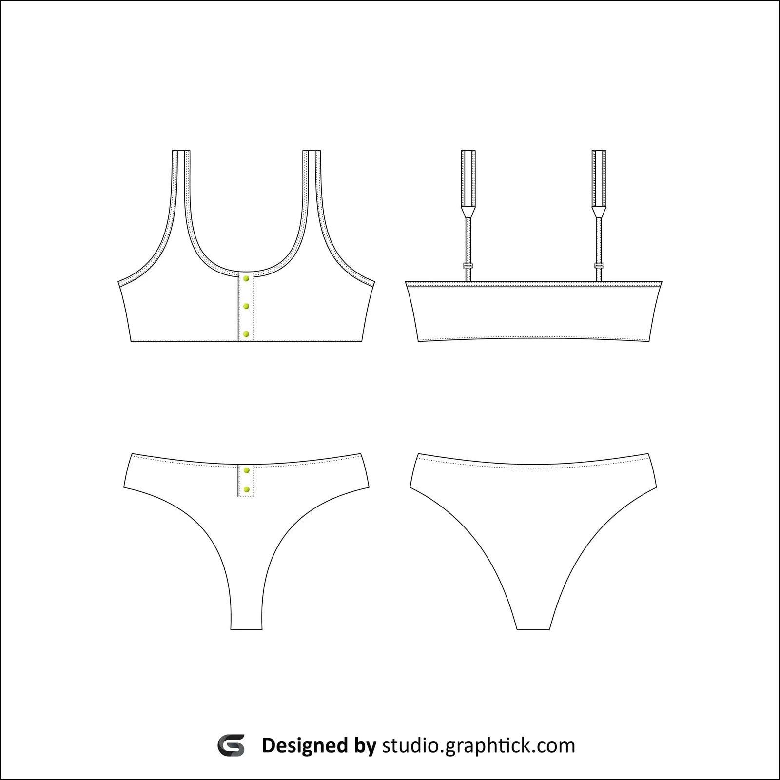 Swimwear two pieces vector template GraphtickStudio
