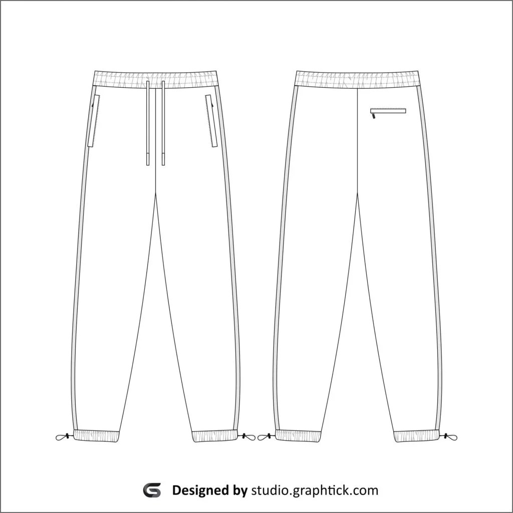 Men’s close bottom sweat pants vector template GStudio