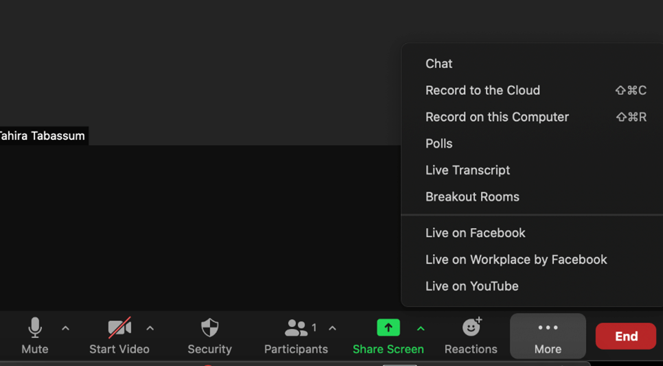 Zoom In Meeting Features — Studio for Teaching & Learning