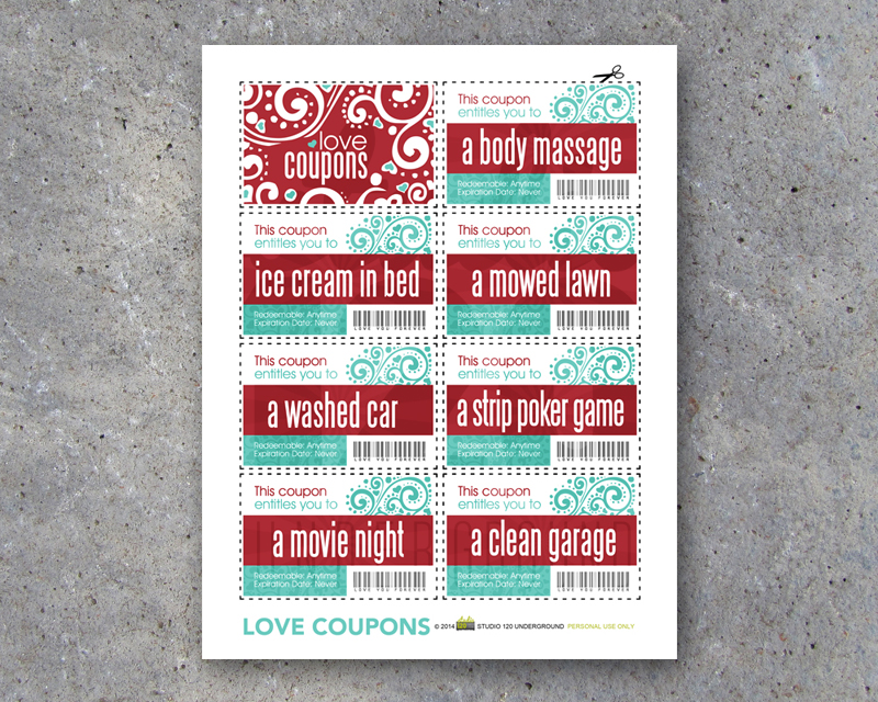 Love Coupons For Him Printable Instant Download Studio 120 Underground