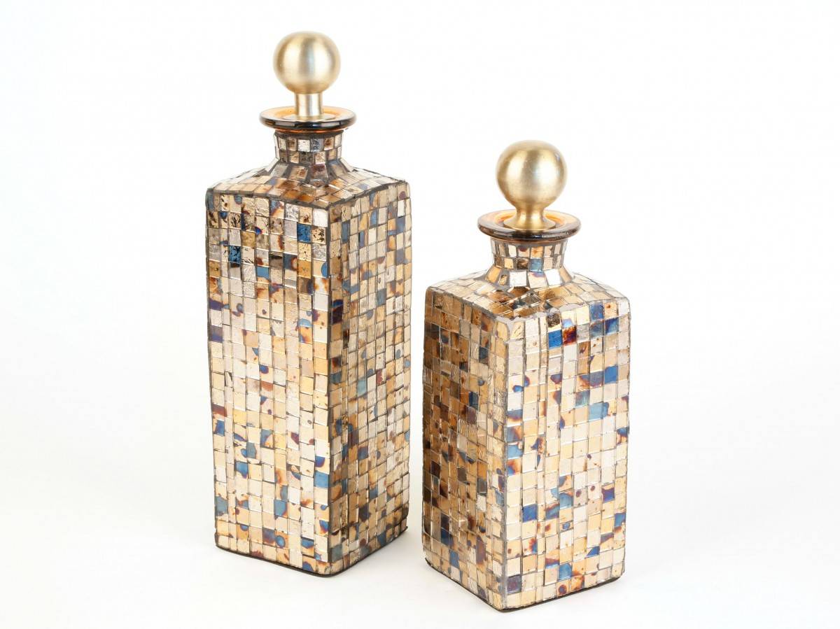Gold Glass Mosaic Decanters (2) Studio 77 Home Design