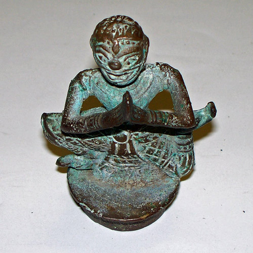Antique BRONZE Sand Casting TEMPLE DANCER Figurine LID • Studio Antiques