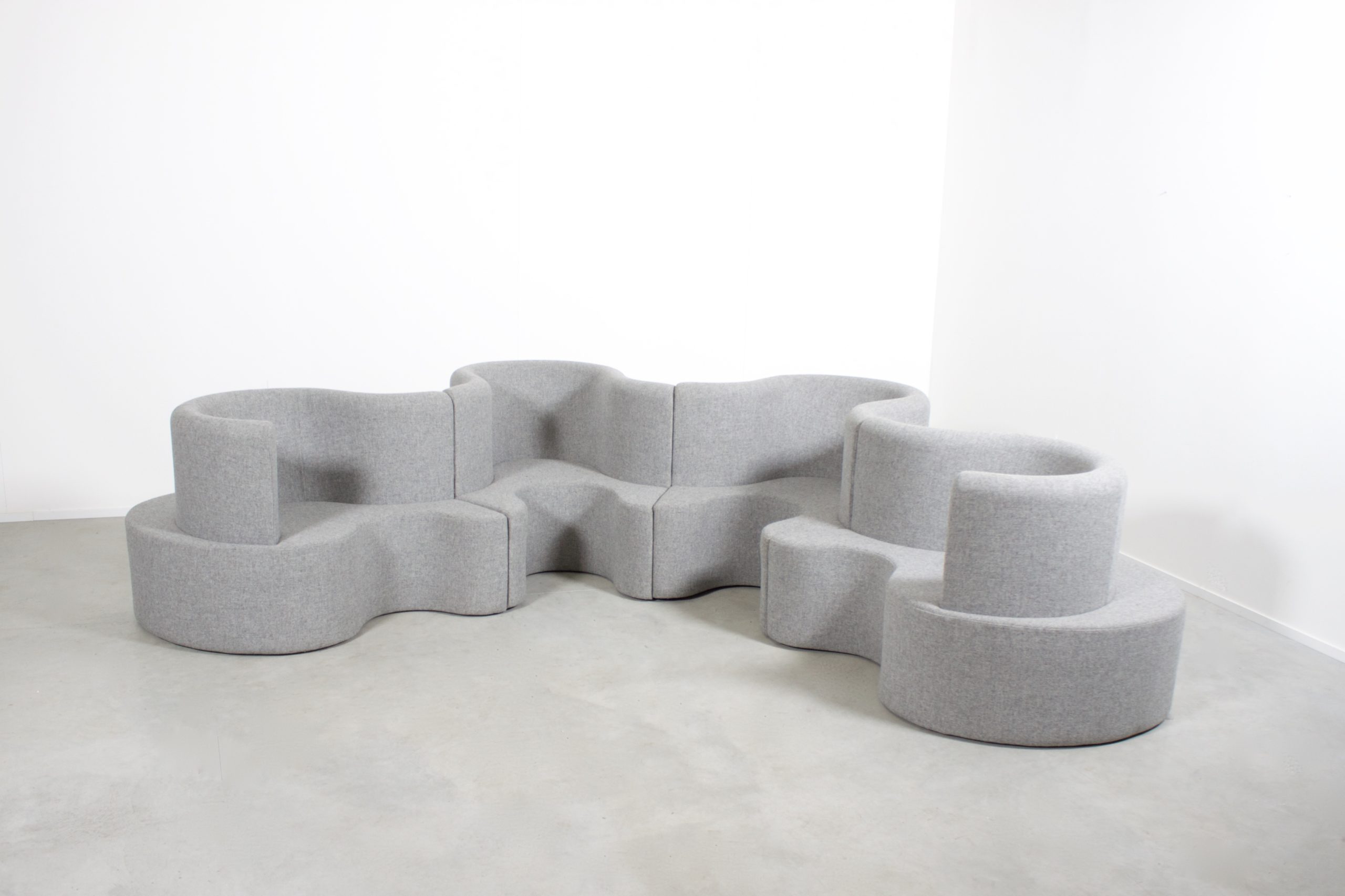 Impressive Clover Leaf Sectional Sofa by Verner Panton in Grey Fabric