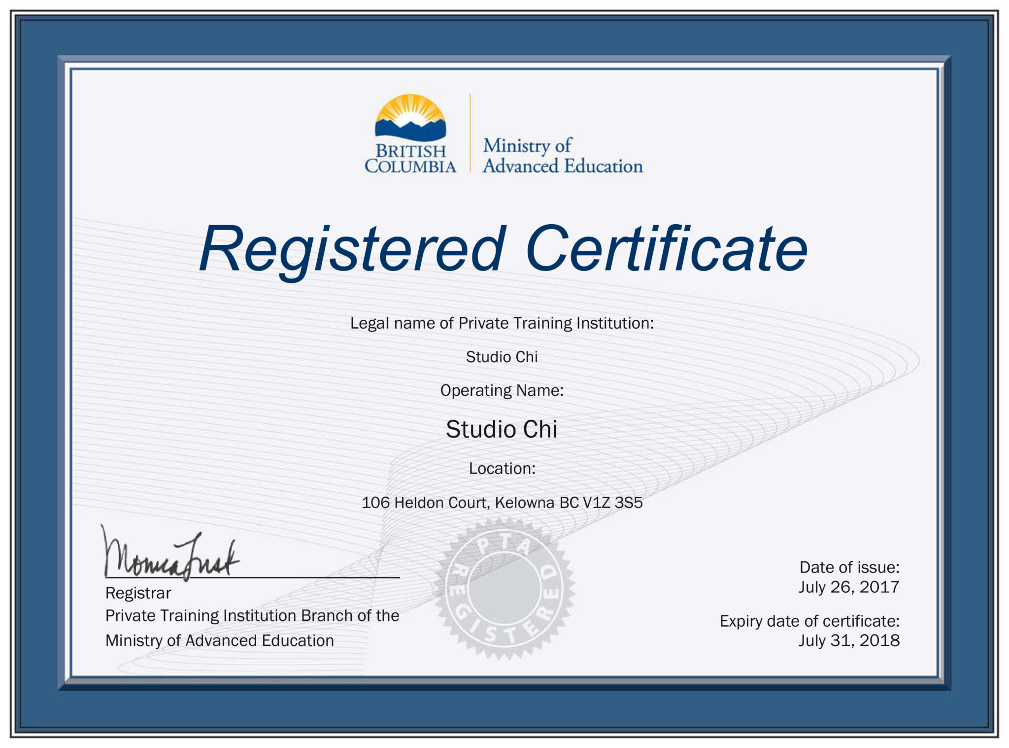 Shiatsu Training Diploma Programs Studio Chi,Kelowna BC.