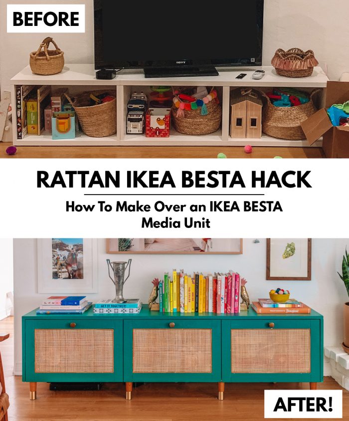 Rattan IKEA BESTA Hack (A Media Console Makeover