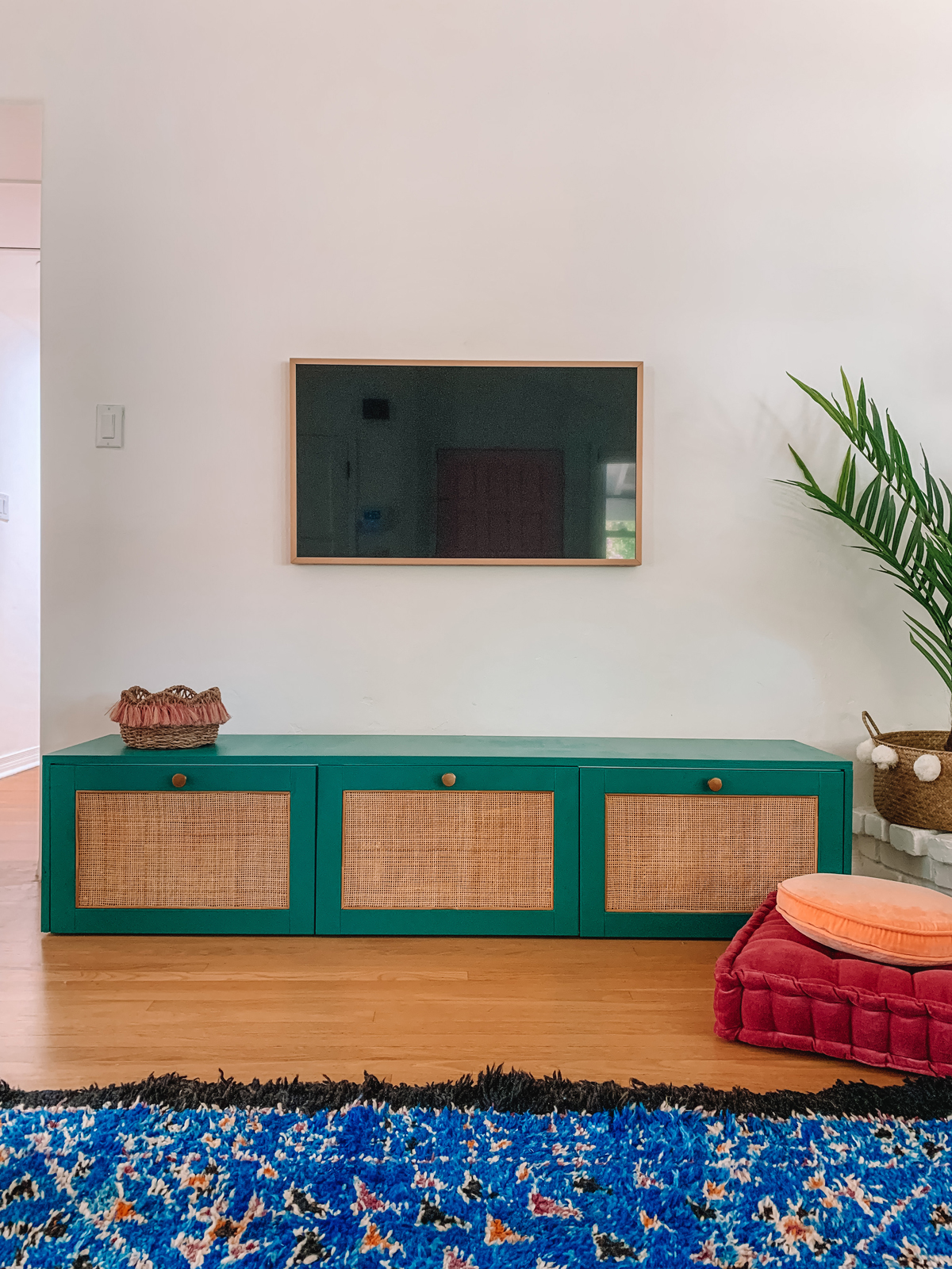 Rattan IKEA BESTA Hack (A Media Console Makeover