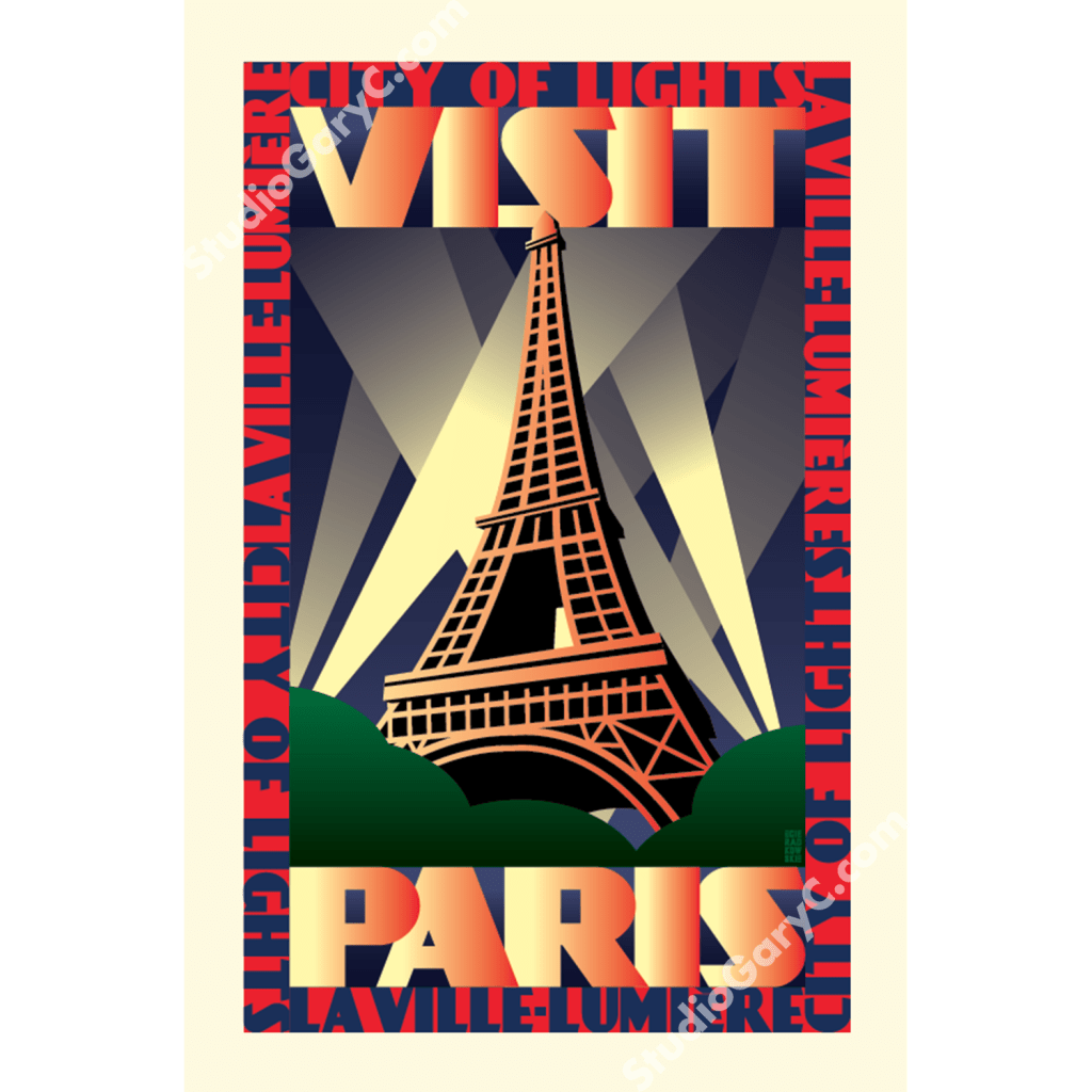 Art Deco 1930's Paris Travel Poster Studio Gary C