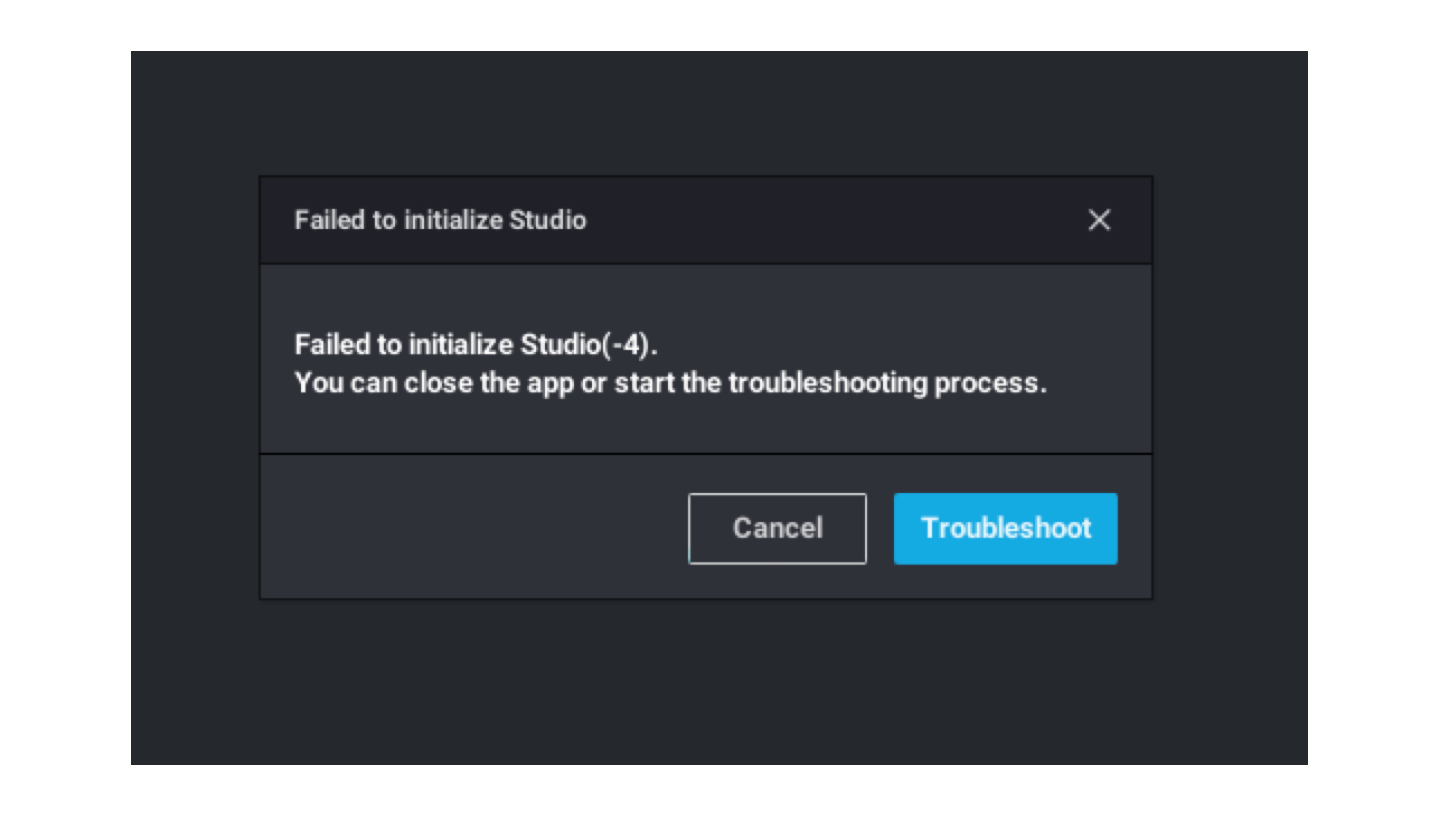 Failed to initialize Studio Studio Help Center