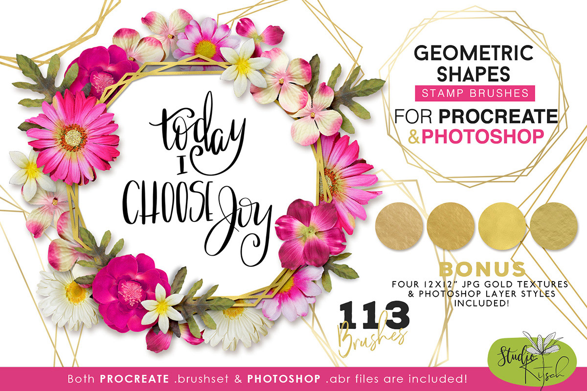 Geometric Shapes Brushes for Procreate & PS Studio Kitsch