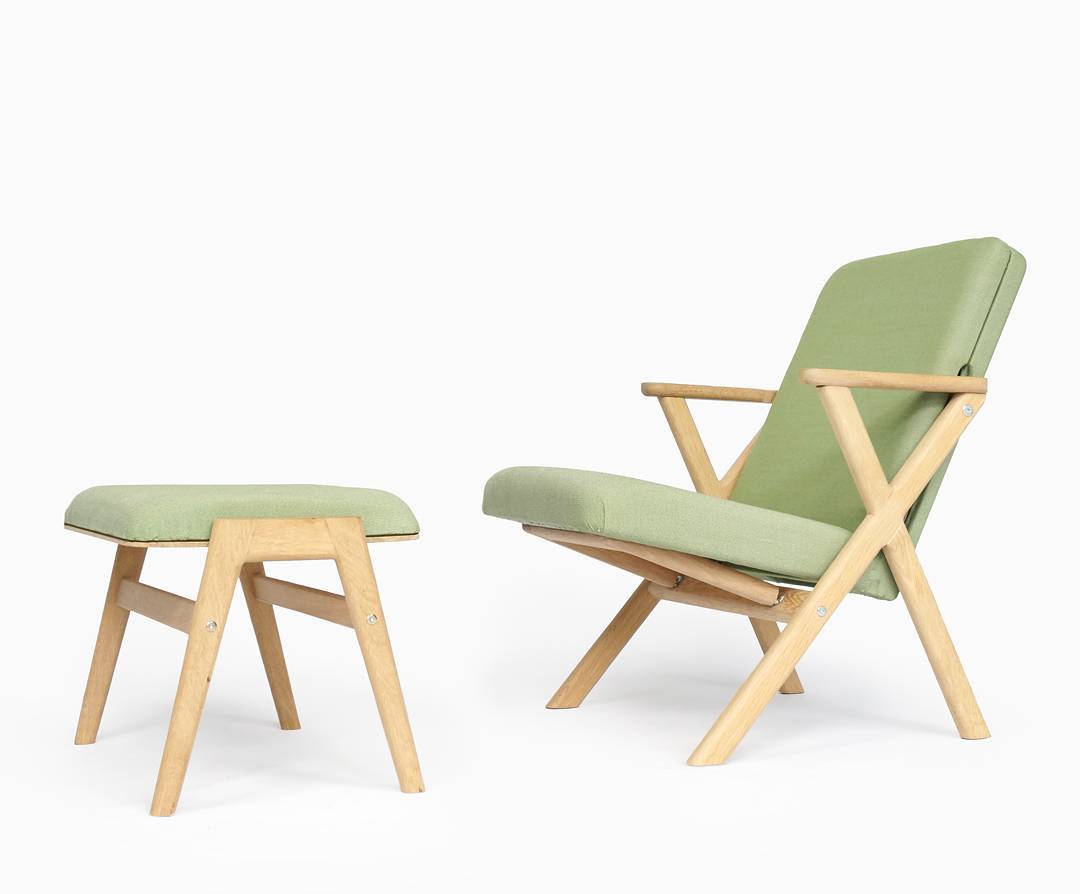Studio Lorier — Hybrid Chair with matching footstool that can be