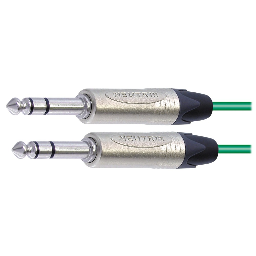 Pro Neutrik Balanced / Stereo Jack Lead 10m Green Leads Jack