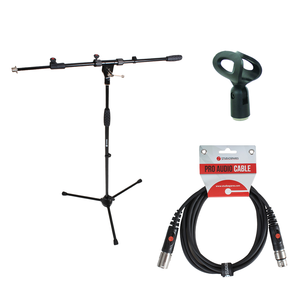 Studiospares Pro Mic Stand/5m XLR/Mic Holder Pack 1 Mic Stands
