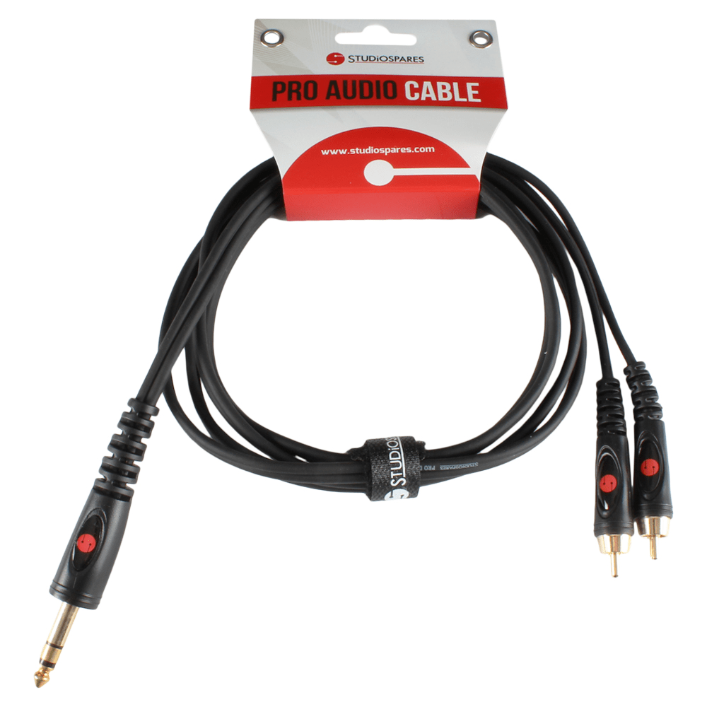 Stereo Jack 2x Phono Moulded 2m Leads Jack Cables & Leads