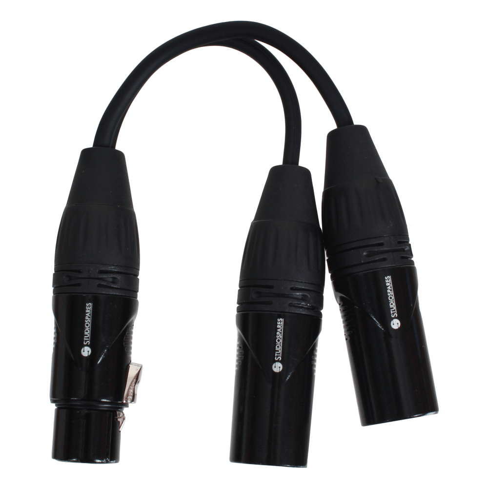 Studiospares XLR Female 2x XLR Male Splitter 10cm Leads Splitter