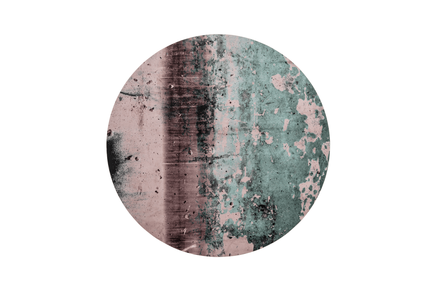 Set of Four Dusky pink and jade green, round placemats, ‘Goddess