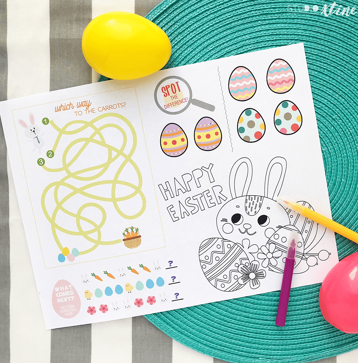 Easter Activity Placemat for Kids (FREEBIE!) Studio Xtine