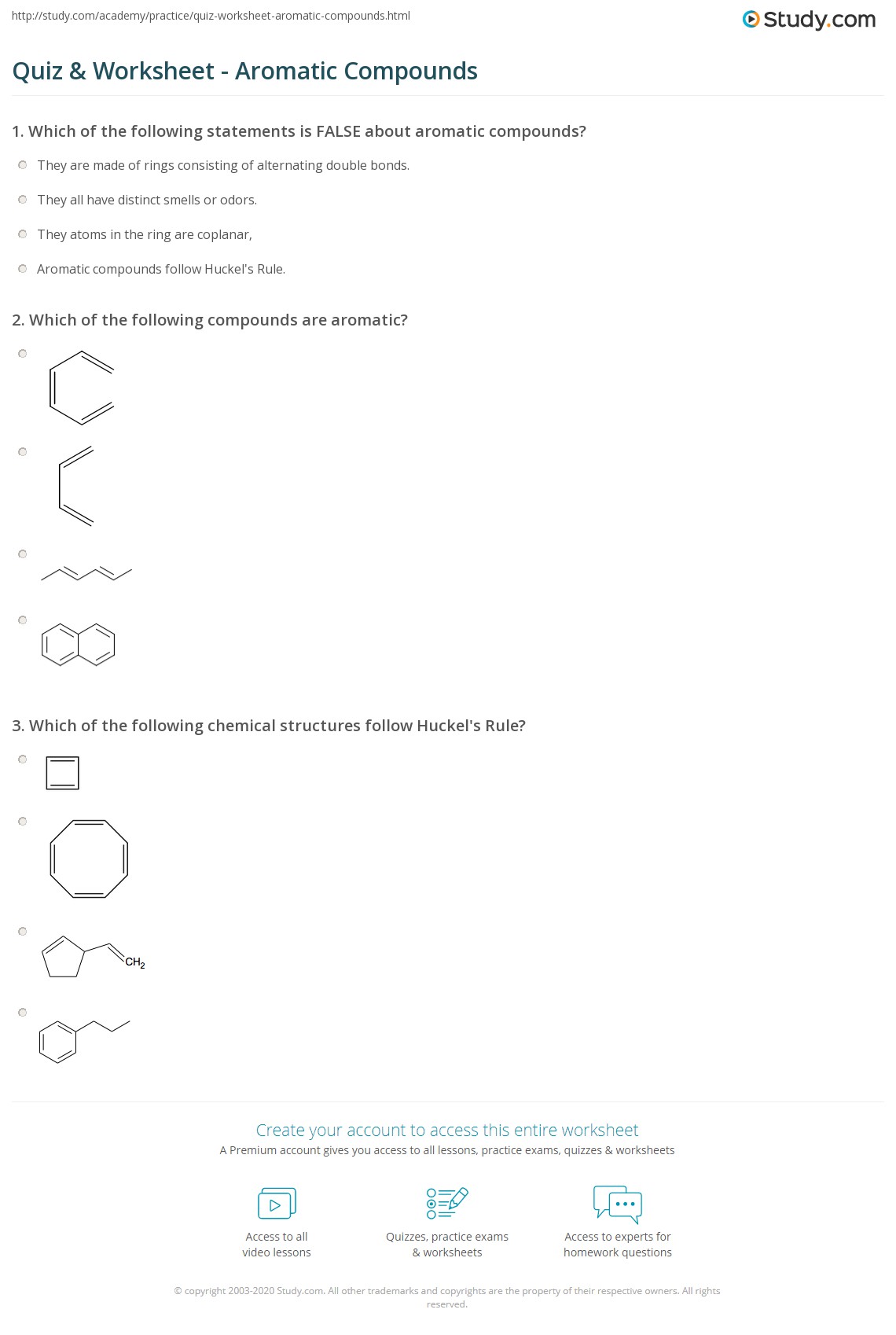 Quiz & Worksheet Aromatic Compounds