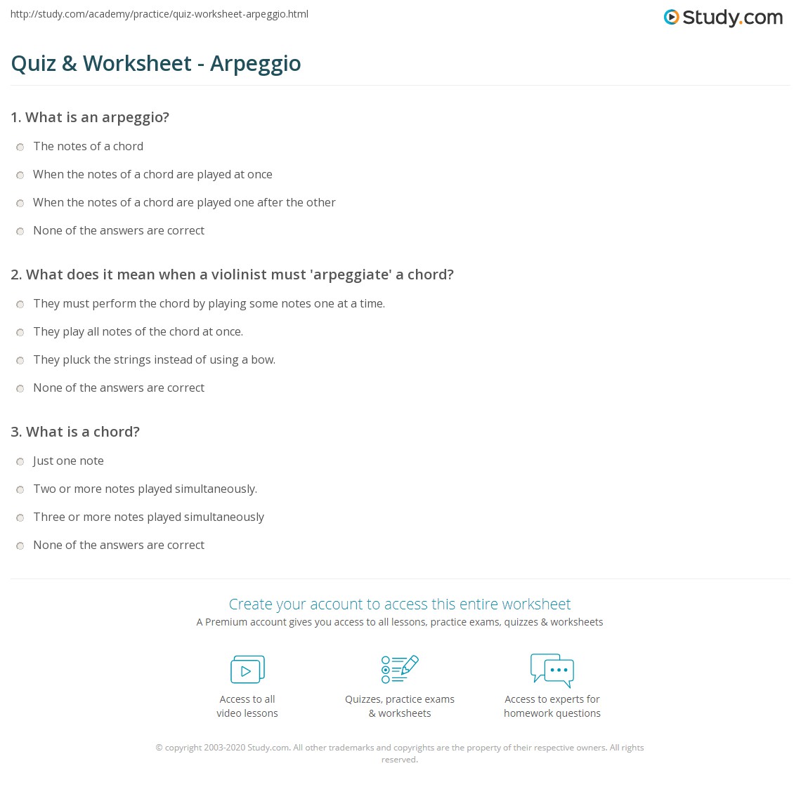 Quiz & Worksheet Arpeggio
