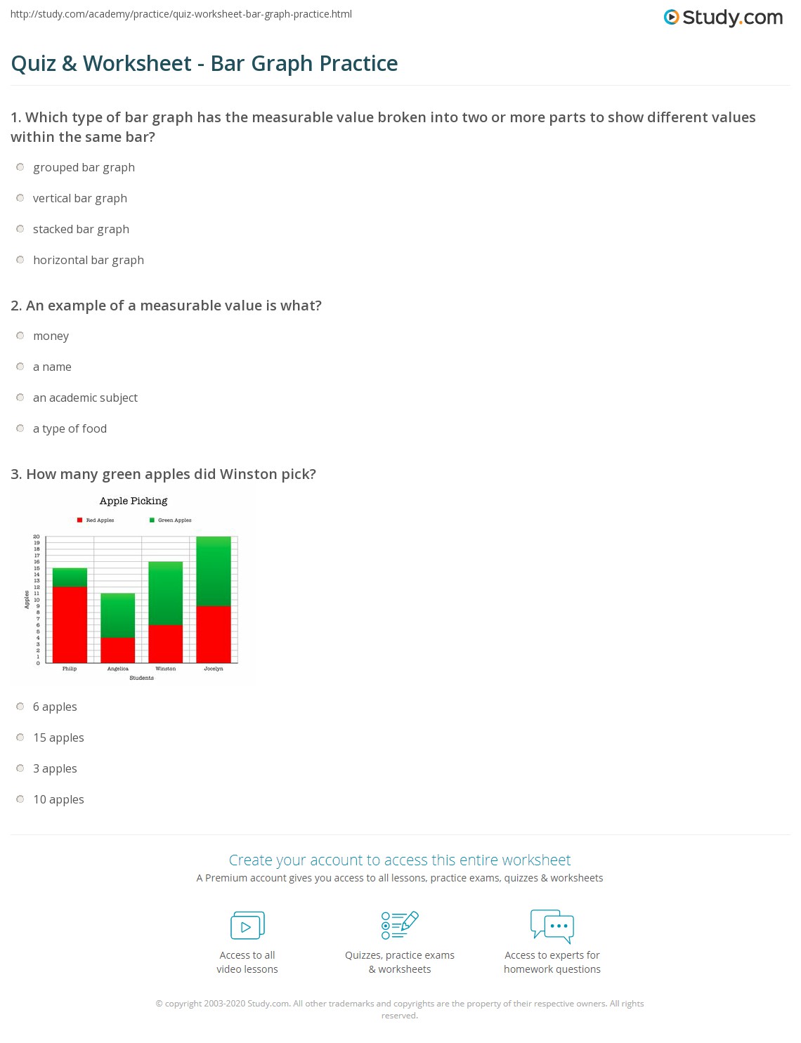 Quiz & Worksheet Bar Graph Practice