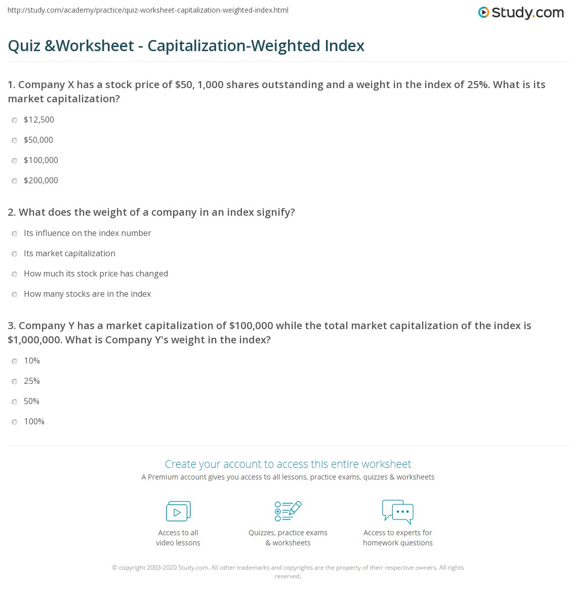 Quiz &Worksheet CapitalizationWeighted Index