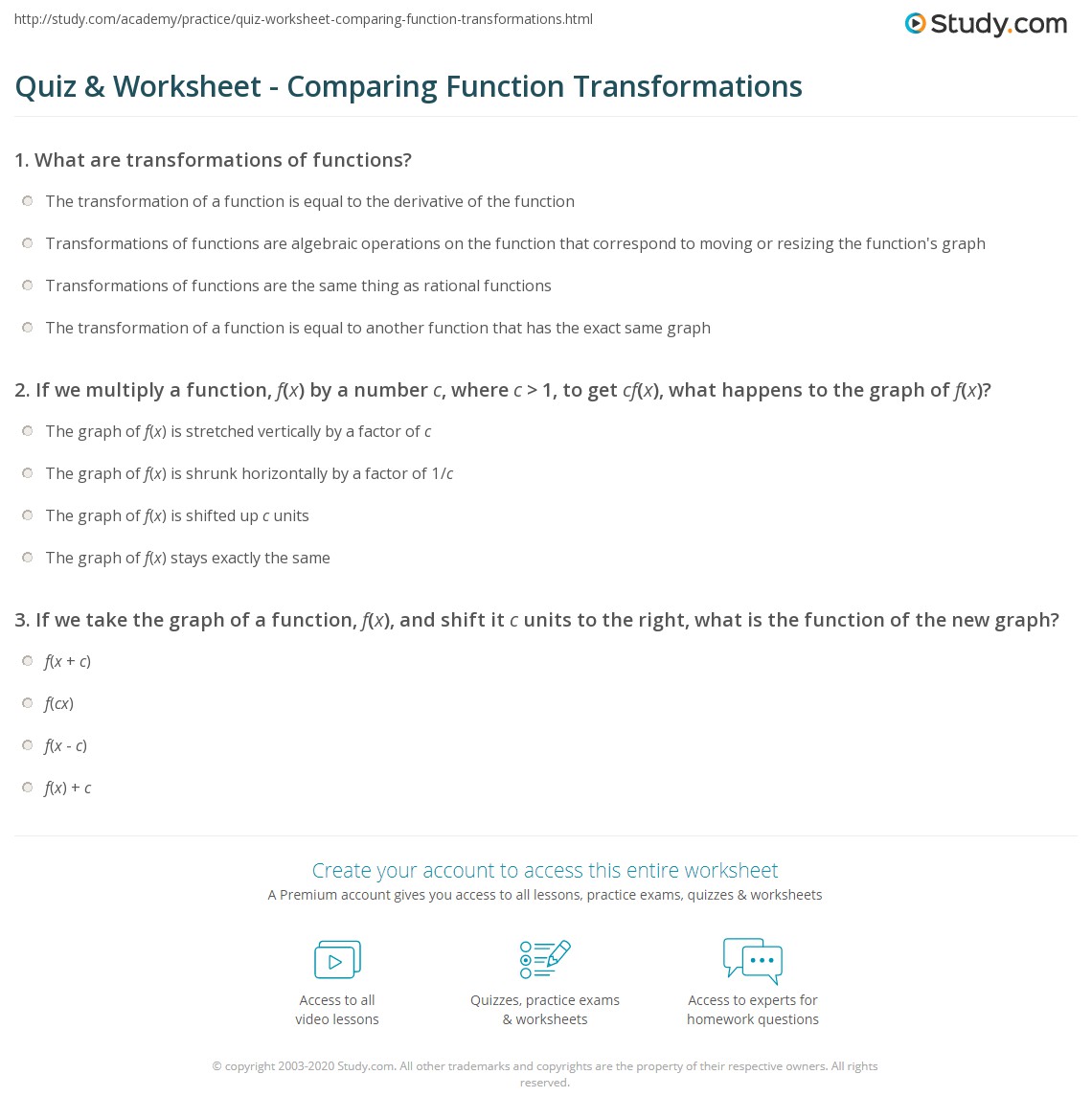 Algebra 2 Transformations Worksheet : 2 / | Illustration Delicia