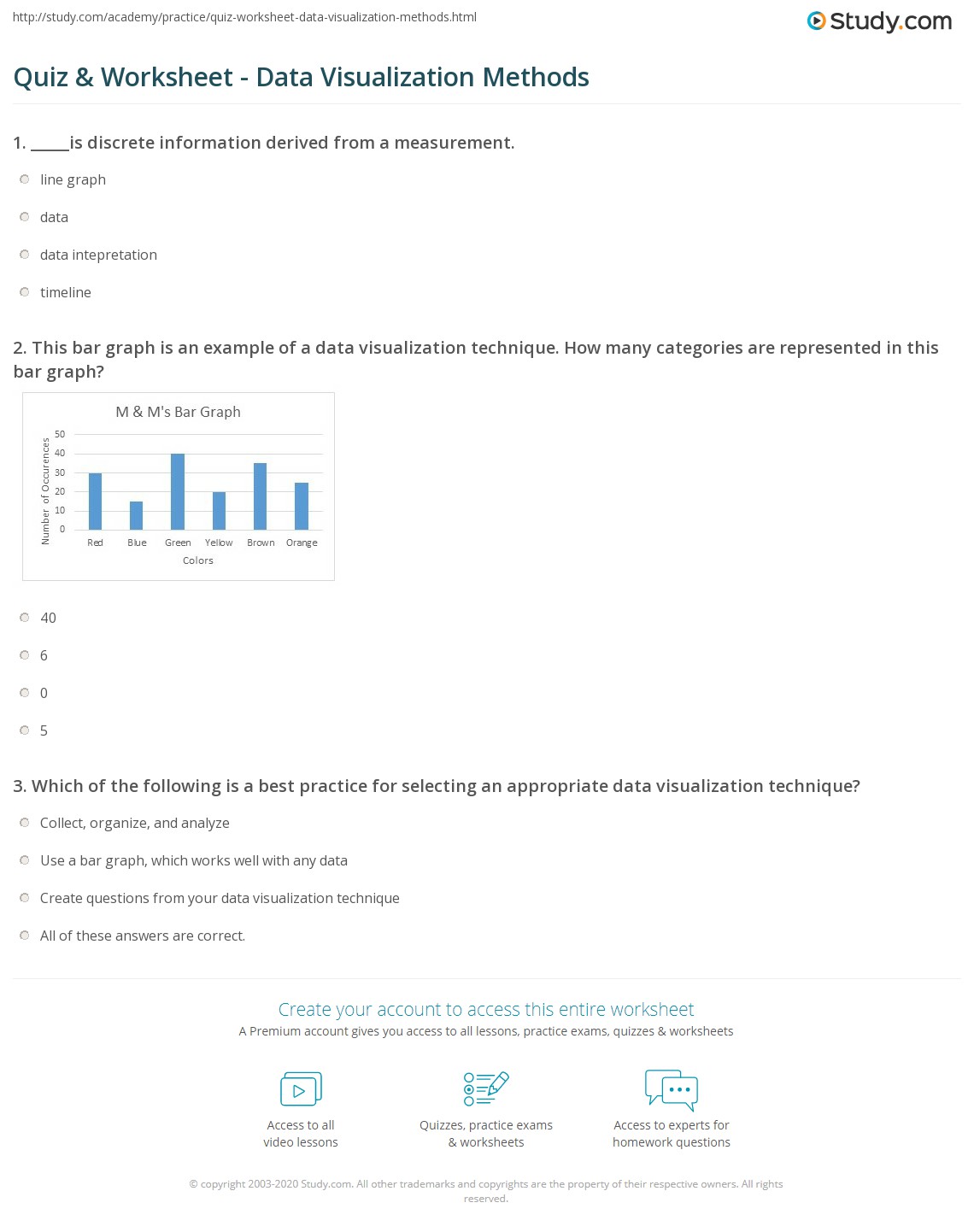 Quiz & Worksheet Data Visualization Methods
