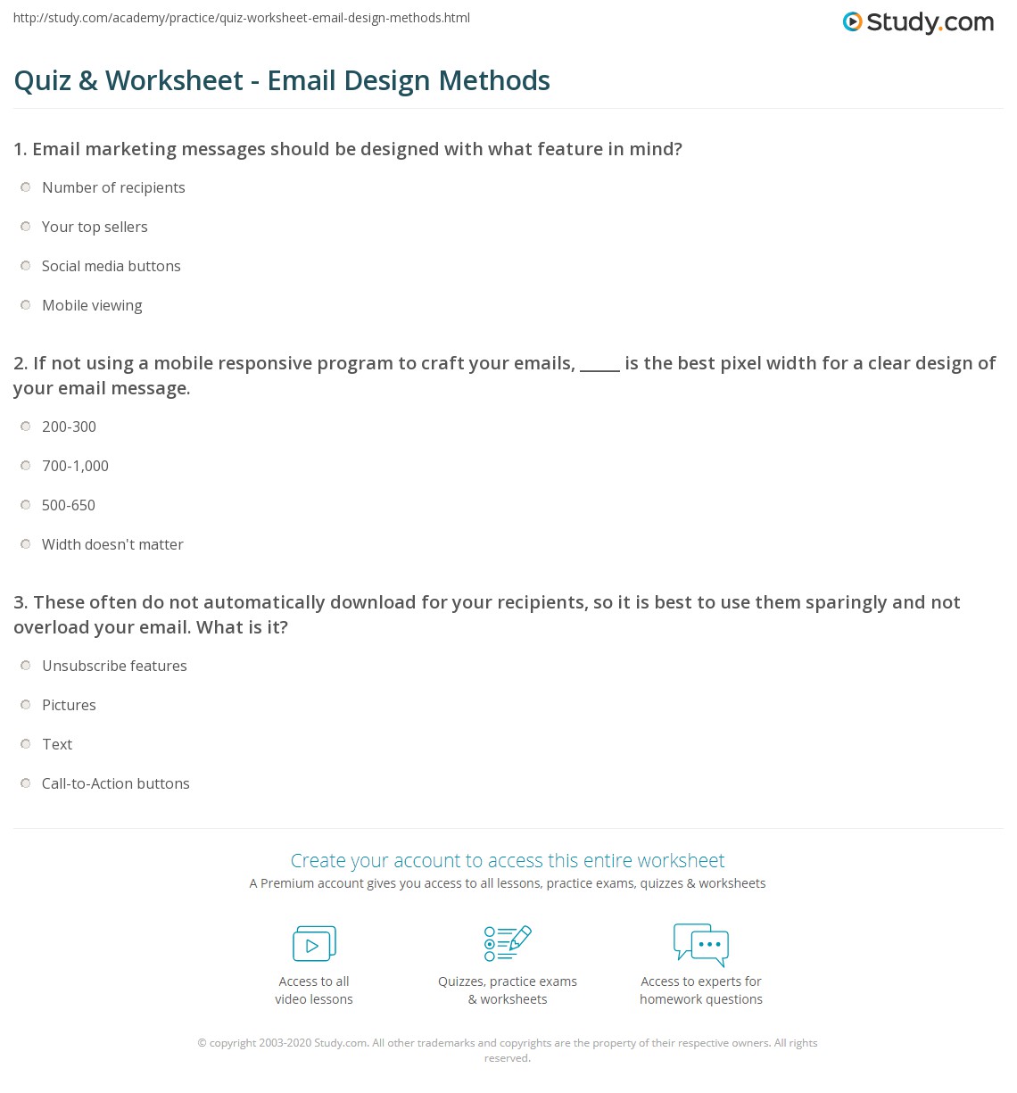 Quiz & Worksheet Email Design Methods