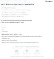 Night Figurative Language Worksheet Answers Alphabet Worksheets