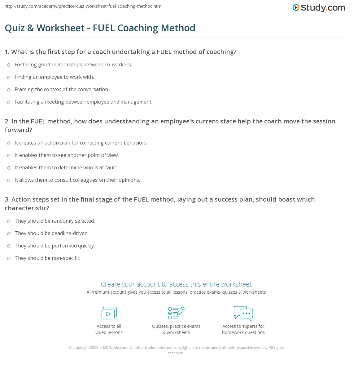 Quiz & Worksheet FUEL Coaching Method