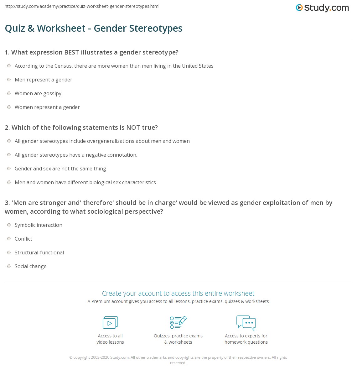 Gender Stereotypes Influence Behavior by Providing Quizlet