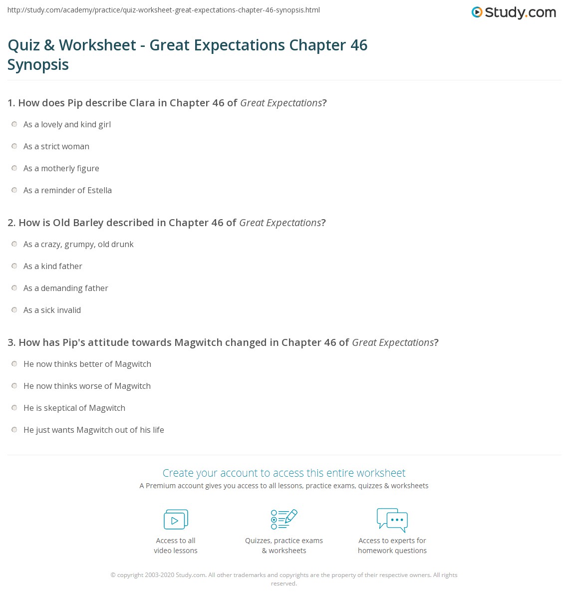 Quiz & Worksheet Great Expectations Chapter 46 Synopsis