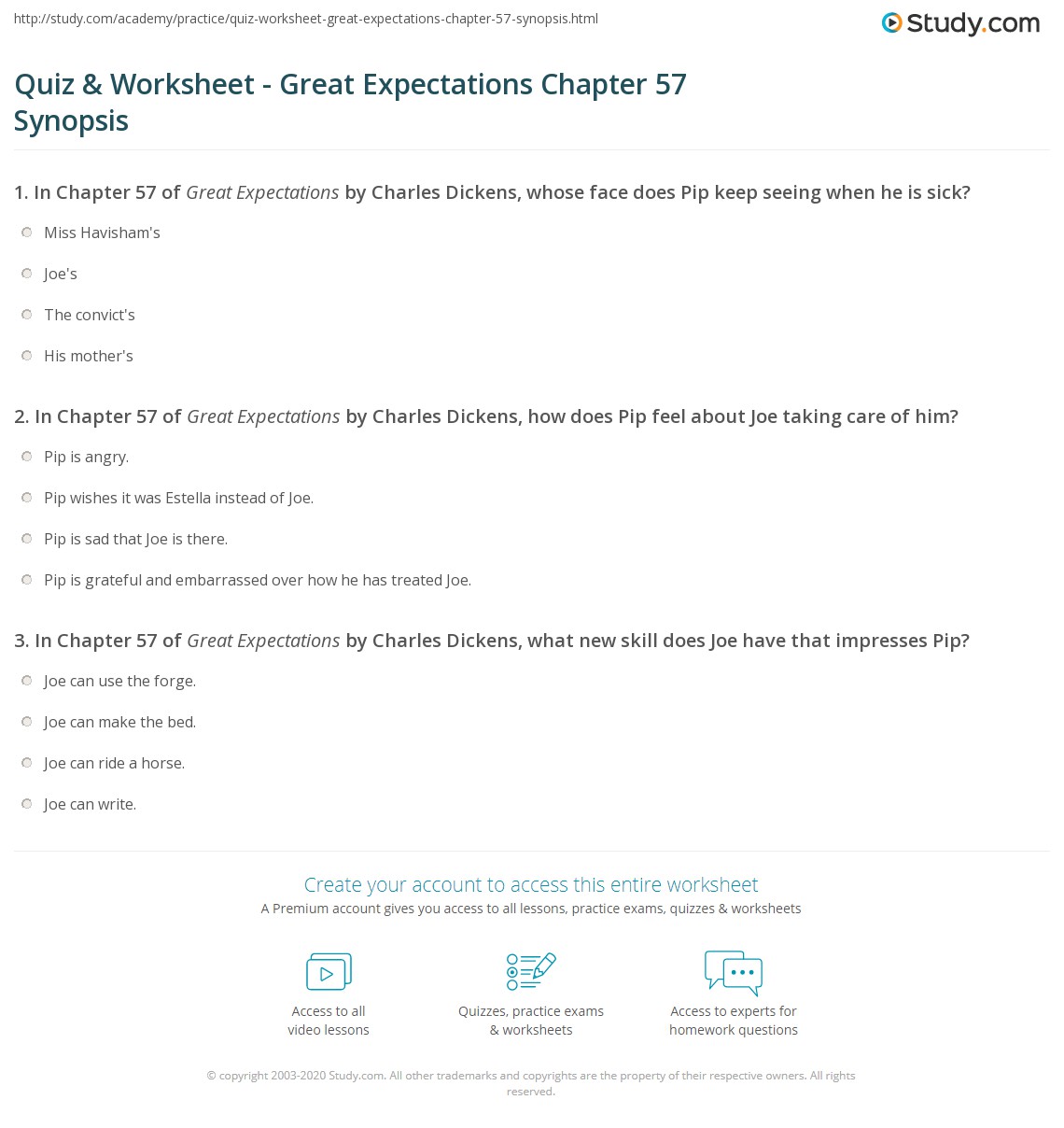 Quiz & Worksheet Great Expectations Chapter 57 Synopsis