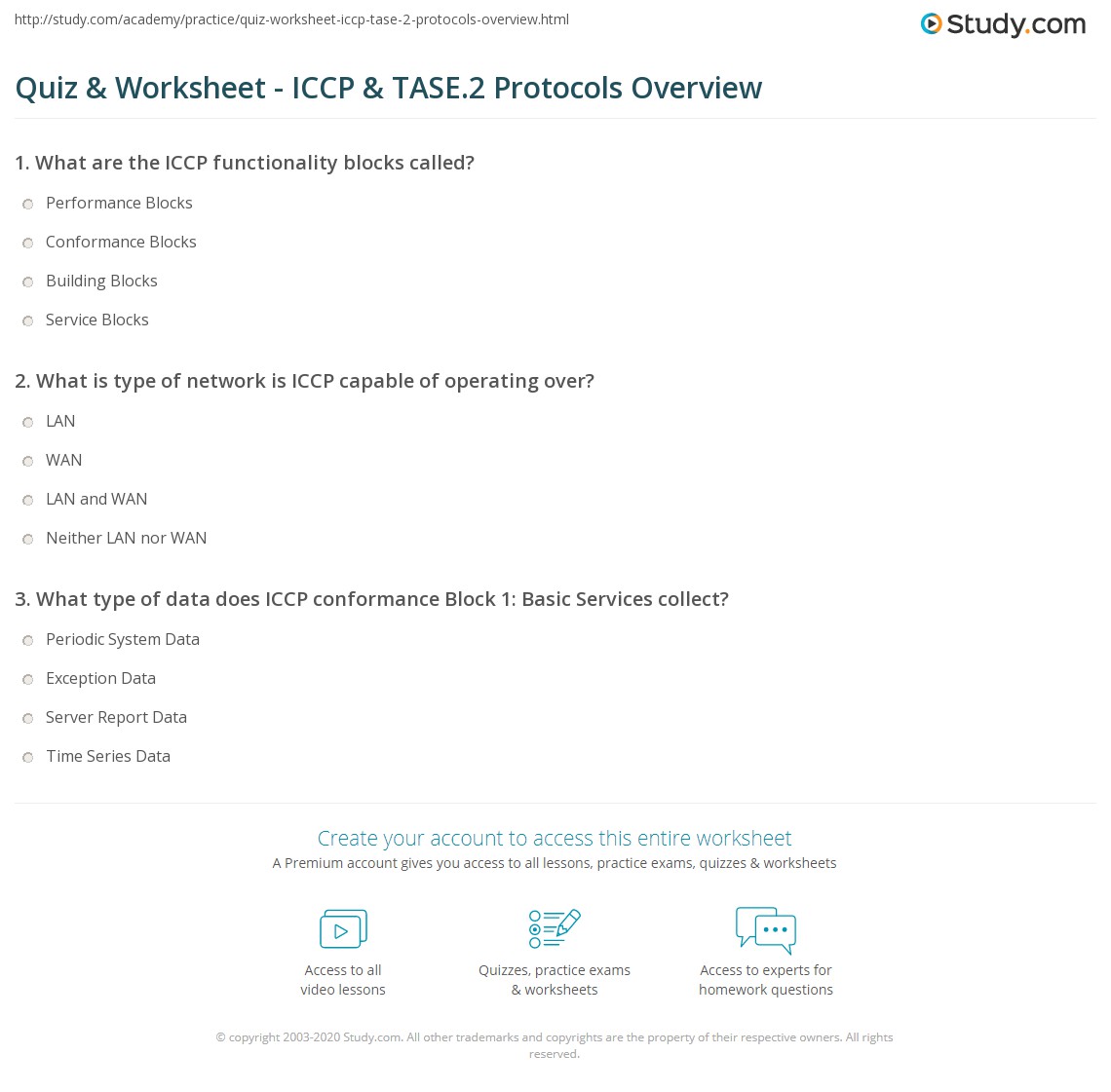 Quiz & Worksheet ICCP & TASE.2 Protocols Overview