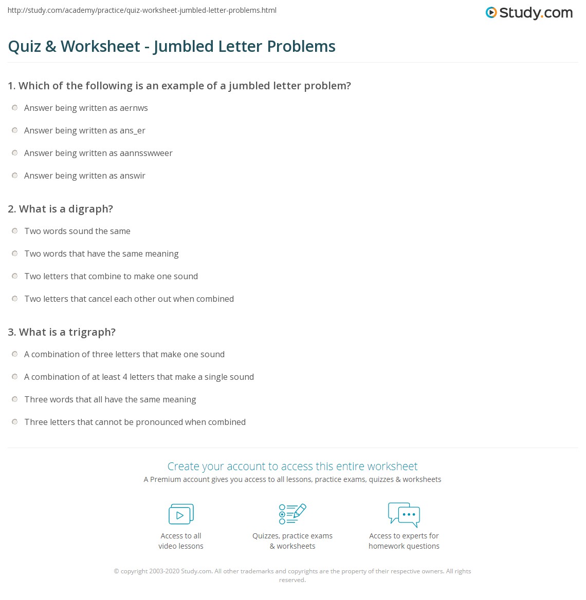 Jumbled Letters Quiz