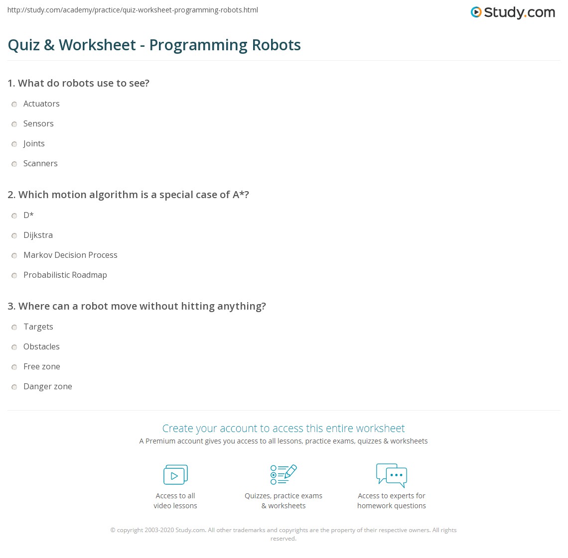 Quiz & Worksheet Programming Robots