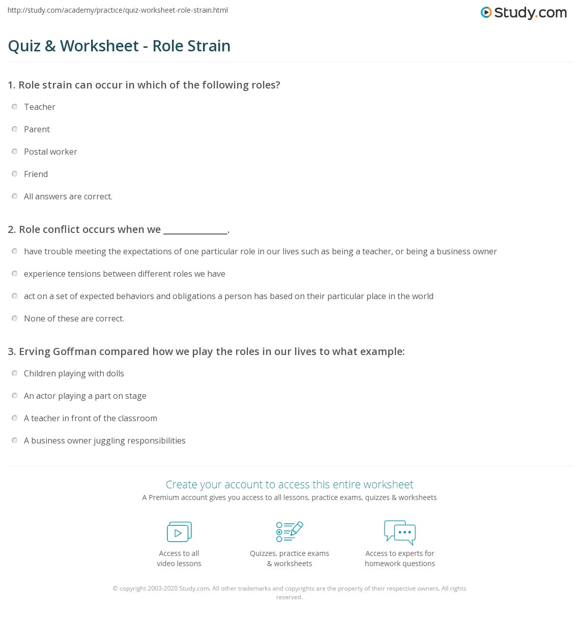 Quiz & Worksheet Role Strain